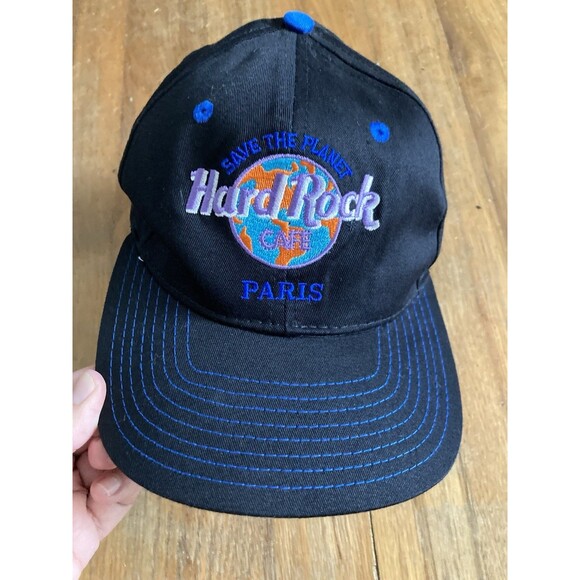 Vintage Hard Rock Cafe Paris Hat Snap Back Black Love All Serve All Earth Logo main image 5